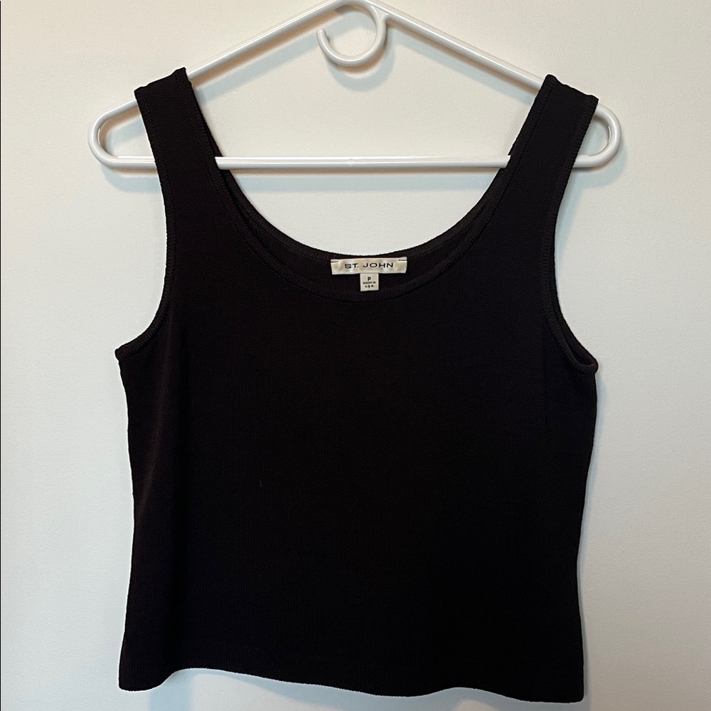 St. John Brown scoop neck Tank Top. Sz P. Santana knit